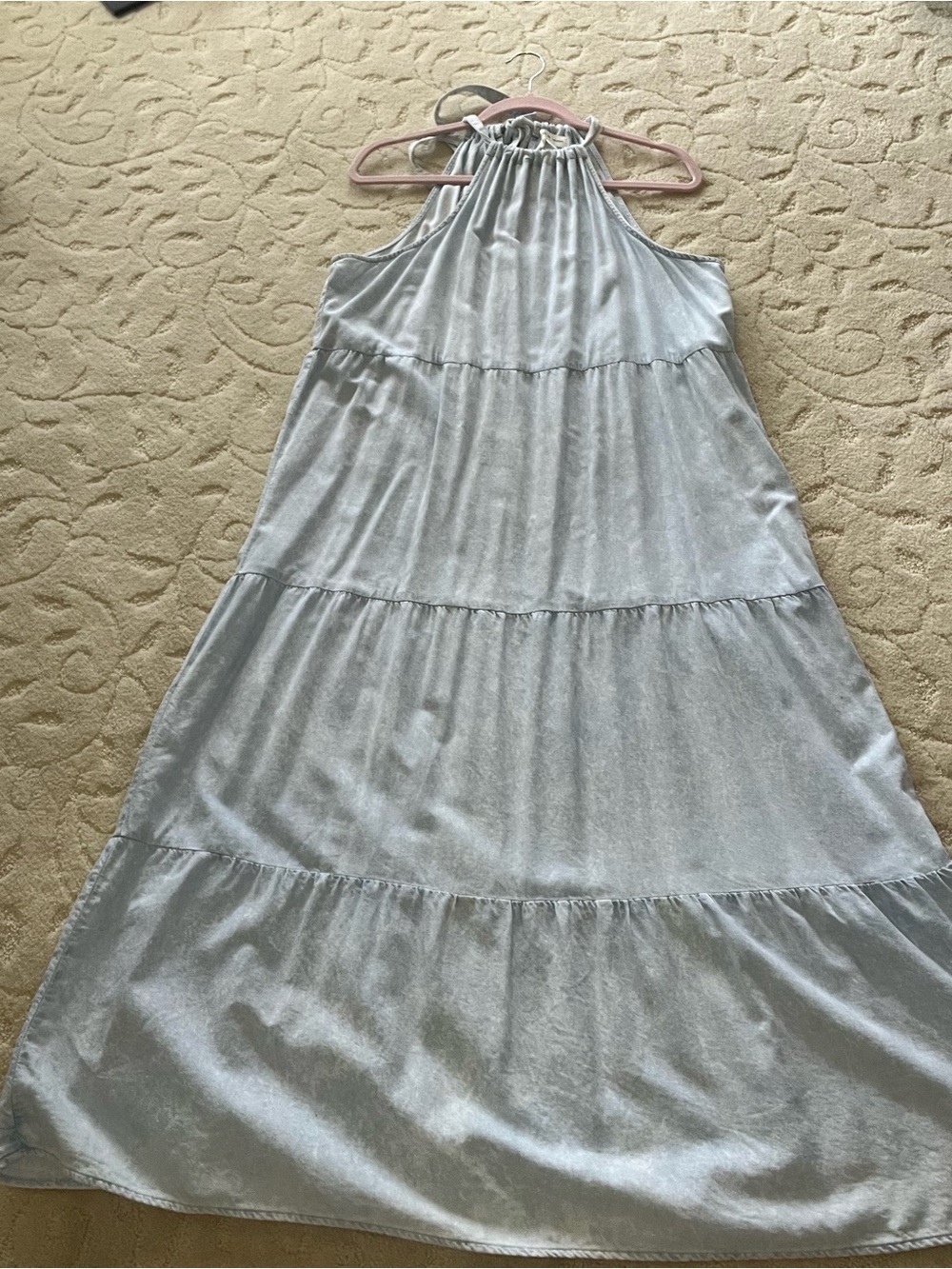 cloth & stone Light Blue Halter Tiered Maxi Dress
